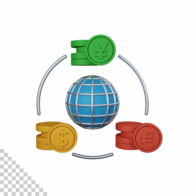 Monnaie de rendu 3d isolée utile pour l'économie d'entreprise et l'illustration de la conception financière