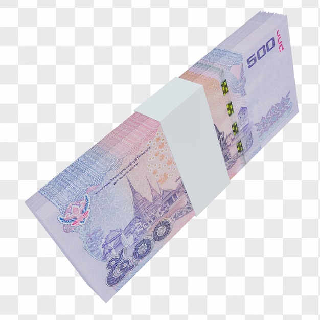 PSD monnaie thaïlandaise baht 500 : pile de billets de banque thaïlandais baht