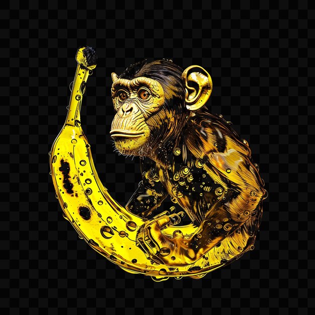 PSD un mono amarillo con un plátano en la cabeza