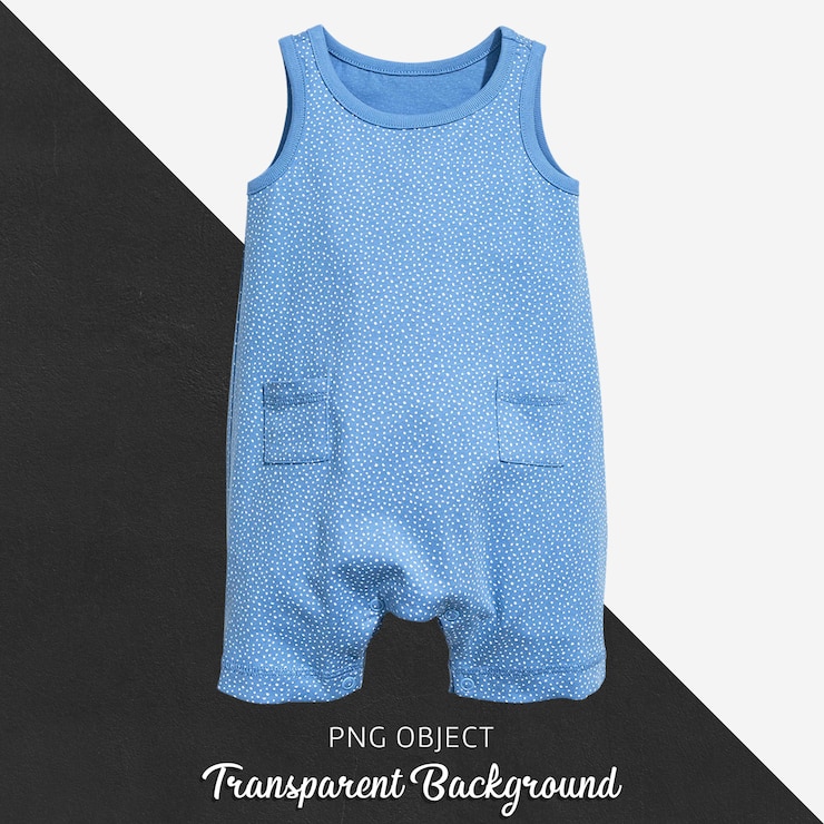 PSD mono de bebé azul claro transparente o traje de lunares blancos