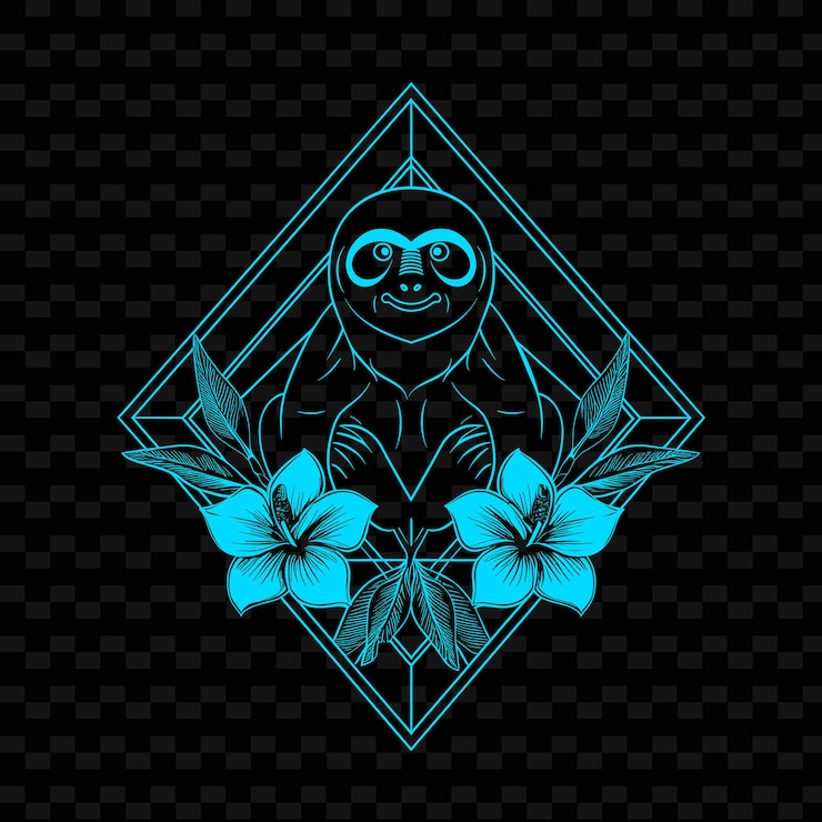 PSD un mono con flores en un fondo negro