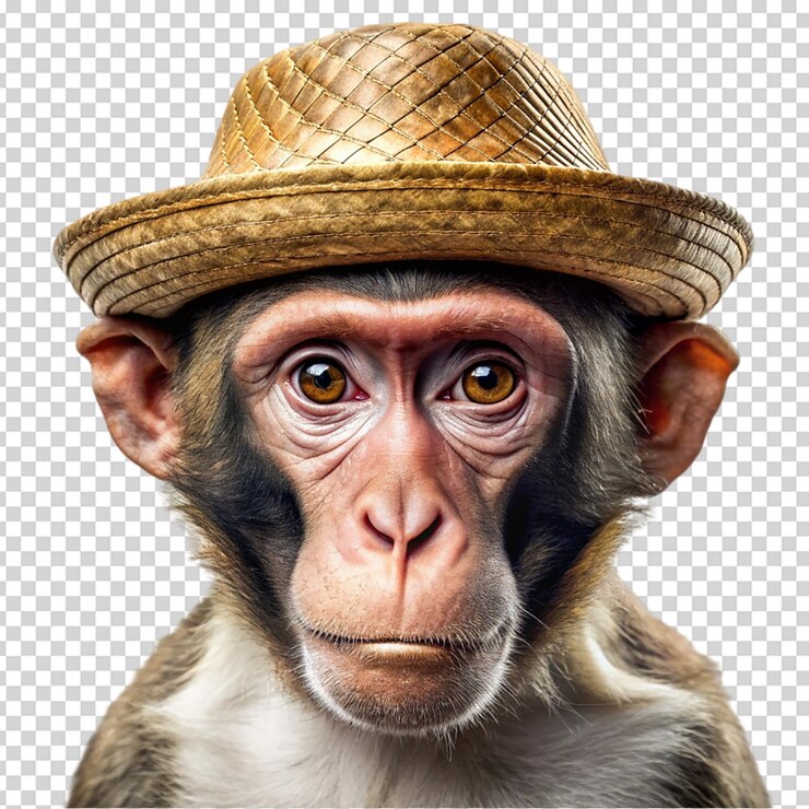PSD mono con gorra aislado sobre fondo blanco