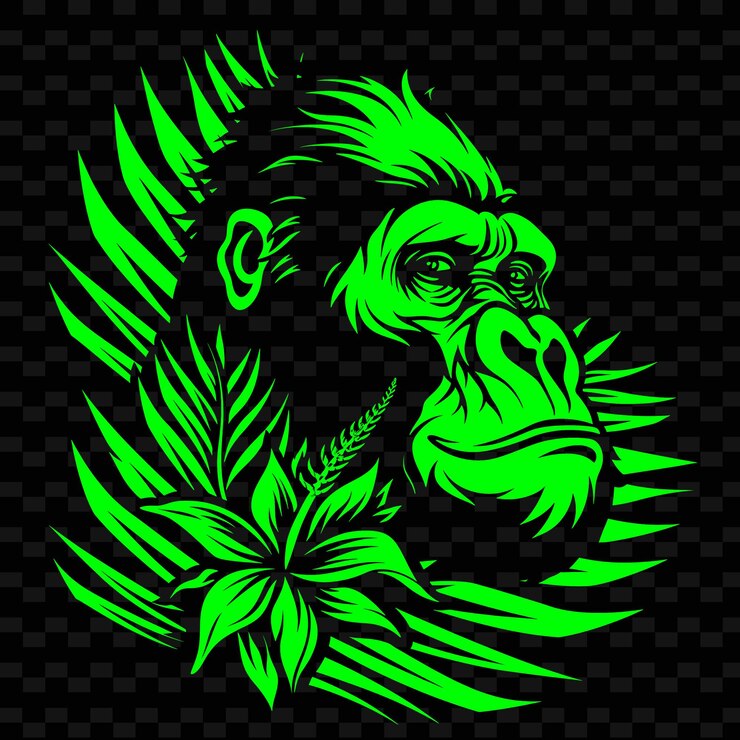 PSD un mono con una hoja tropical en la cabeza