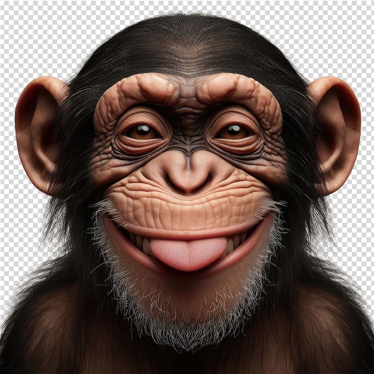 PSD un mono con una lengua que sobresale se muestra con una imagen de una lengua de mono