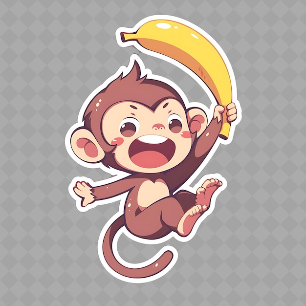 PSD un mono con un plátano en la cabeza está sosteniendo un banano