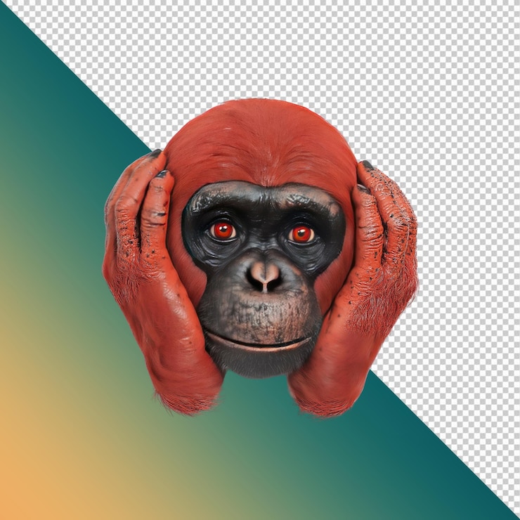 PSD el mono rojo que cubre las orejas no oye el mal