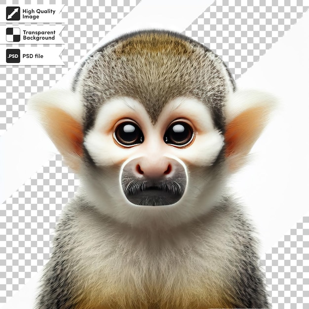 Mono saimiri PSD en fondo transparente con capa de máscara editable