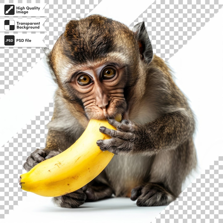 PSD un mono sosteniendo un plátano que dice "mono" en él