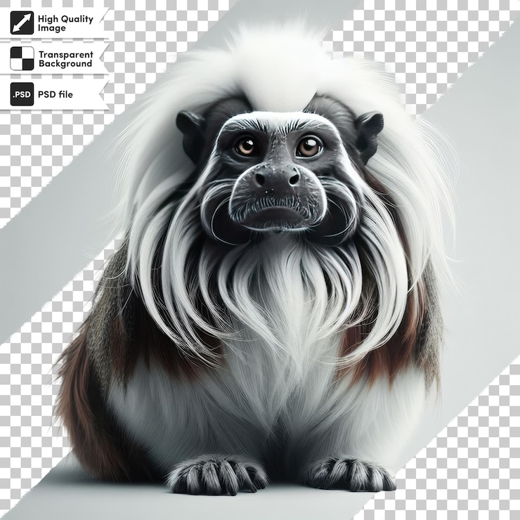 PSD mono tamarín emperador psd en fondo transparente con capa de máscara editable
