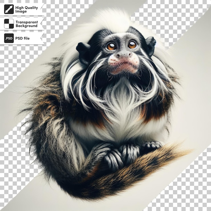 PSD mono tamarín emperador psd en fondo transparente con capa de máscara editable