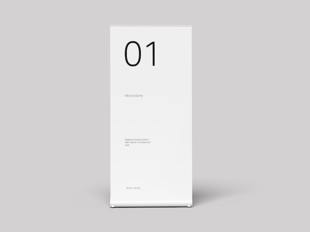 Monochrome rollup banner displaying ads