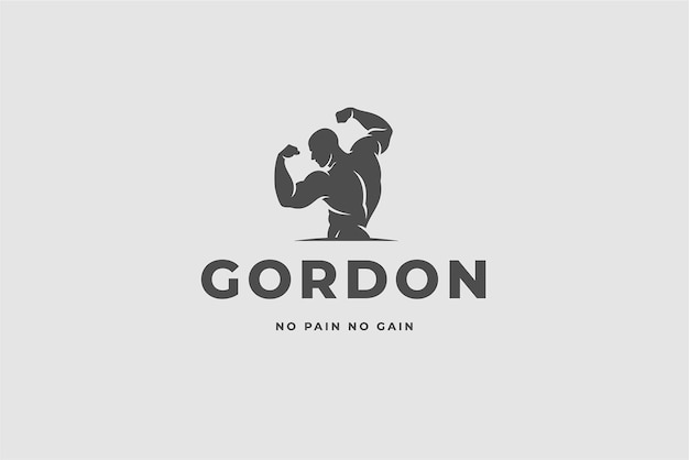 Monochrome Vintage Fitness Club Logo Design Vorlage athletisches männliches Bodybuilding-Turnier