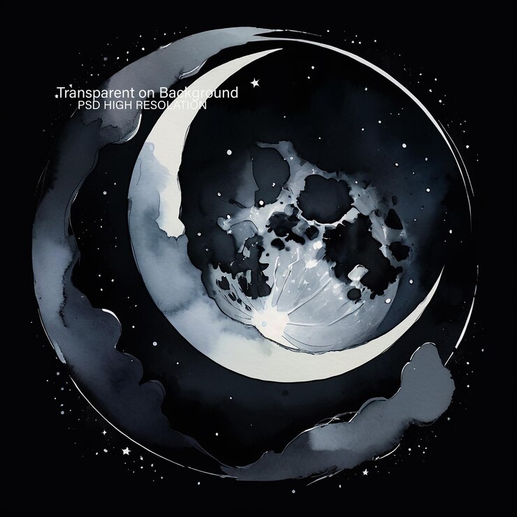 PSD monocromo lunar sobre un fondo transparente