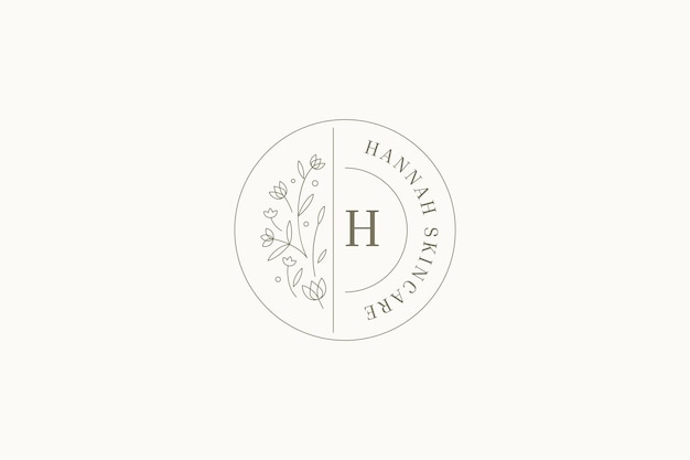Monogramma del logo con linea di cerchio botanico elegante per il modello di design del salone di bellezza