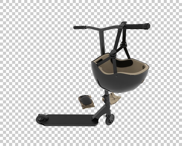 Monopattino isolato su sfondo trasparente illustrazione rendering 3d