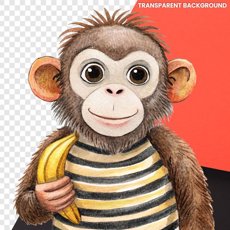 PSD monos de dibujos animados con fondo transparente