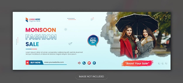 PSD monsoon fashion sale neue social-media-facebook-cover-design und web-banner-design-vorlage