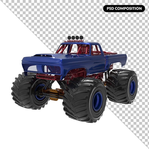 PSD monster truck rendu 3d isolé