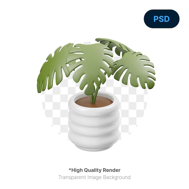 PSD monstera deliciosa 3d icon psd premium