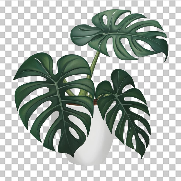 PSD monstera deliciosa png isoliert auf durchsichtigem hintergrund für botanische und designprojekte