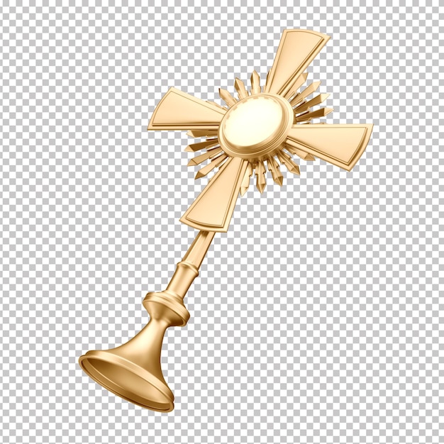 PSD monstrance catholique dorée 3d pour l'adoration eucharistique arrière-plan transparent