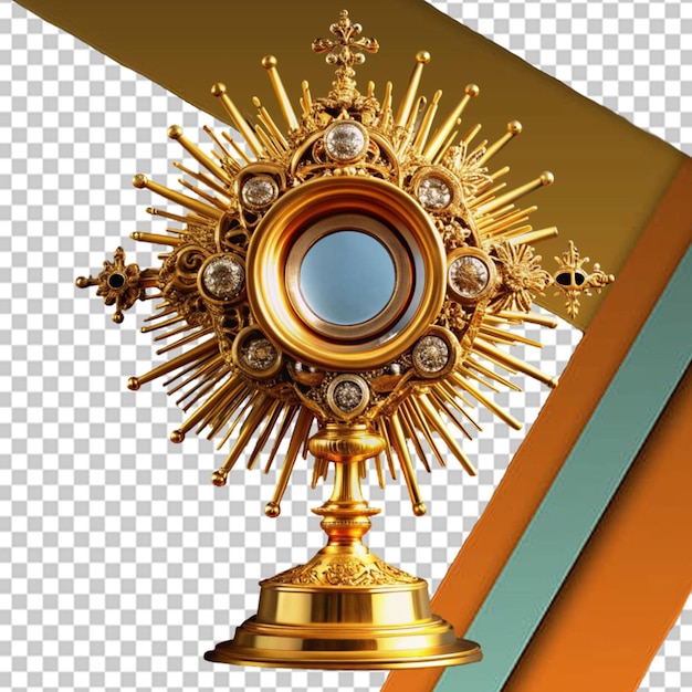 monstrance católico dorado para la adoración eucarística