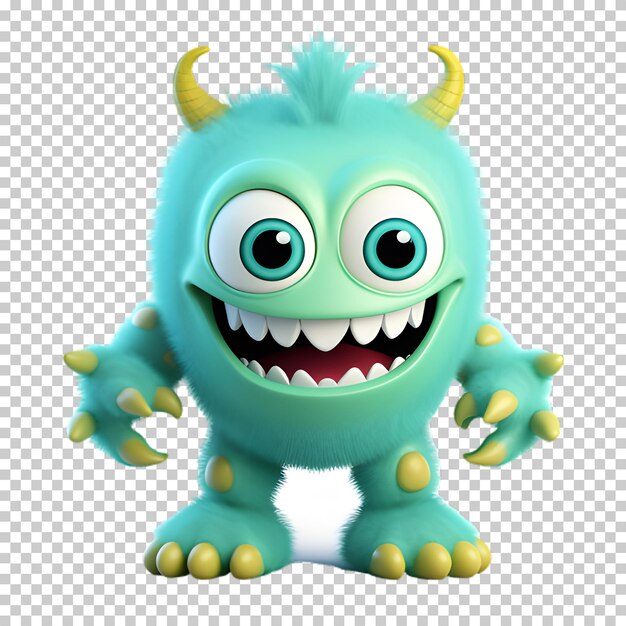 PSD monstro de desenho animado 3d isolado em fundo transparente