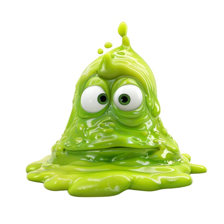 PSD monstro goo verde com olhos abertos e saliva