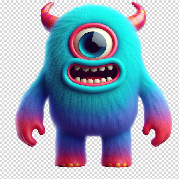 PSD monstro renderizado em 3d em canvas