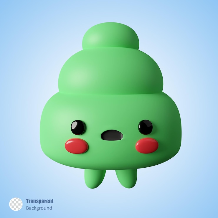 PSD monstro verde bonito em design de renderização 3d