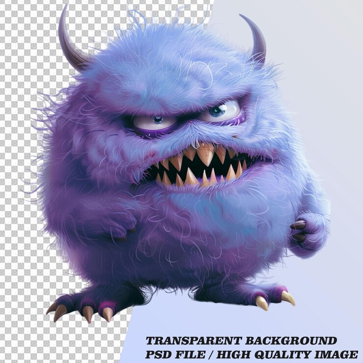 PSD monstruo 3d aislado en un archivo psd de fondo transparente