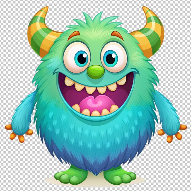 PSD un monstruo de dibujos animados gracioso sobre un fondo transparente