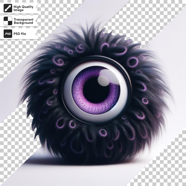 Monstruo negro PSD con un ojo en fondo transparente con capa de máscara editable