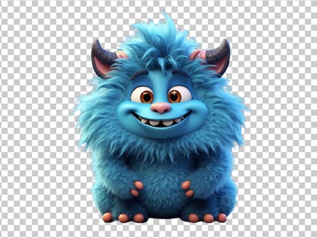 PSD el monstruo peludo azul 3d