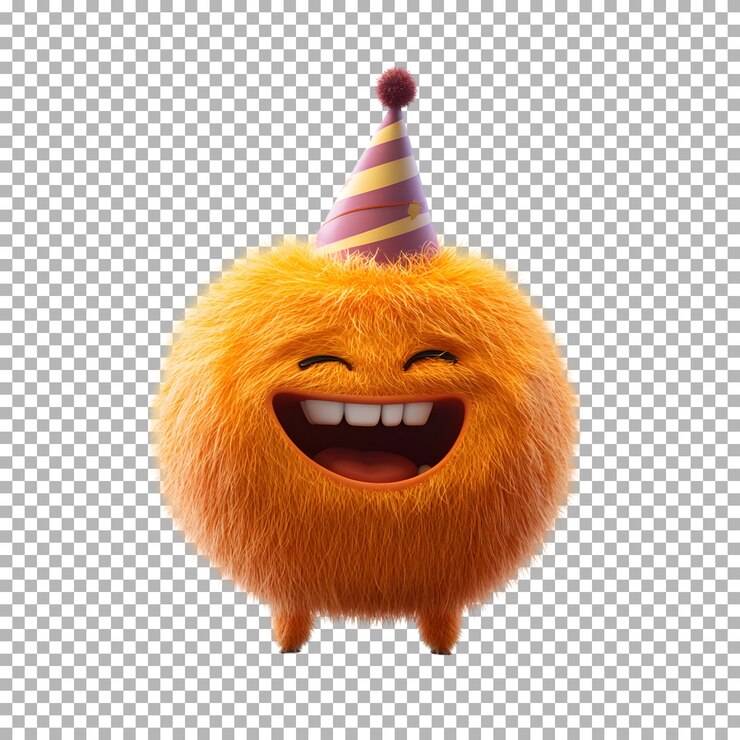 PSD el monstruo peludo feliz aislado sobre un fondo transparente