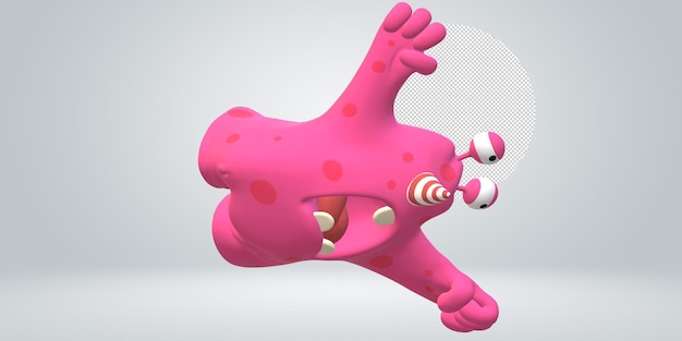 Monstruo rosado sobre un fondo transparente