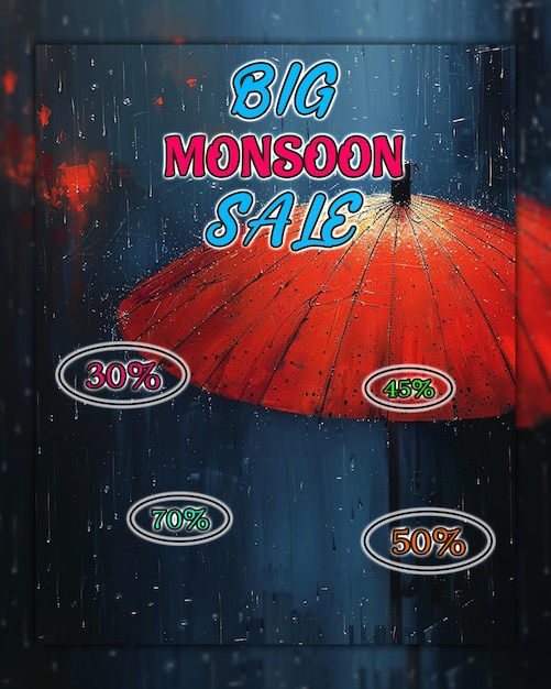 PSD monsun-saison-verkauf komposition monsun-angebot glücklicher monsun großer monsun-verkäuf für social-media-design