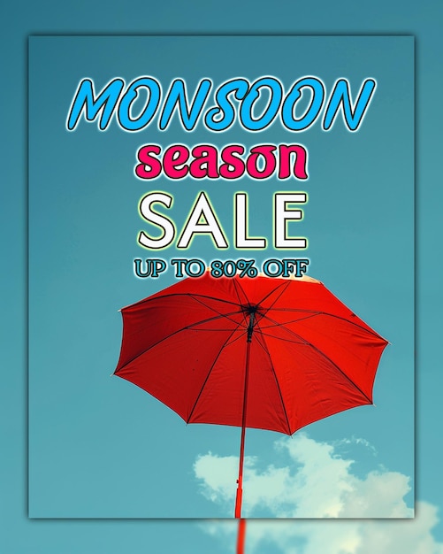 PSD monsun-saison-verkauf komposition monsun-angebot glücklicher monsun großer monsun-verkäuf für social-media-design