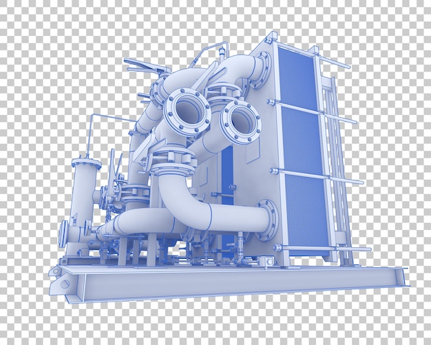 Montagem de tubos isolada em fundo transparente Ilustração de renderização 3D