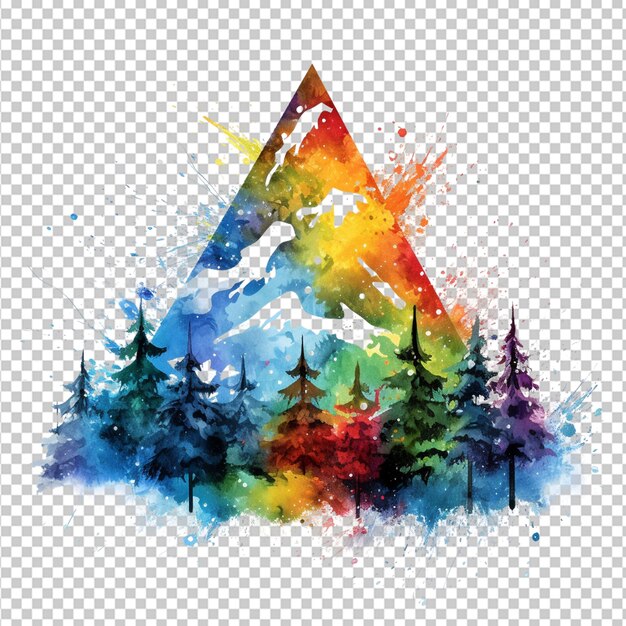 Une Montagne D'aquarelle Colorée