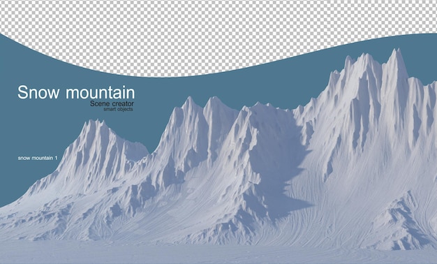 Montagne di varie forme nell'inverno nevoso