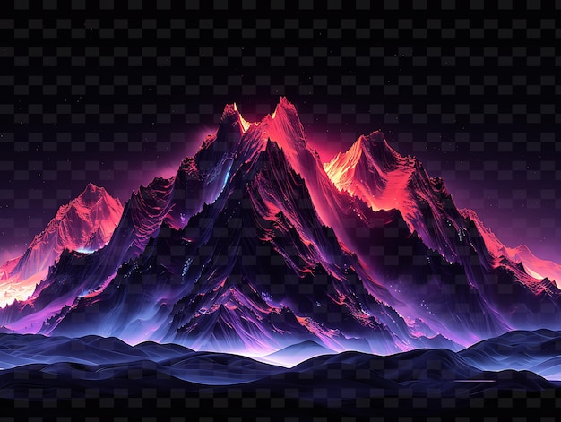 PSD une montagne est montrée avec les couleurs violet et orange