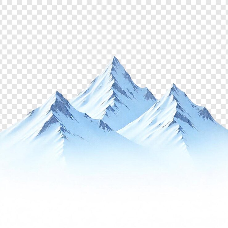 PSD des montagnes couvertes de neige isolées sur un fond blanc