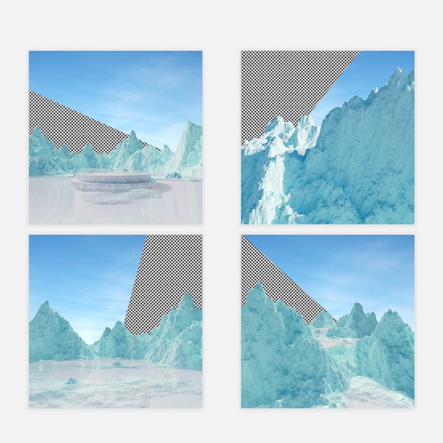 PSD des montagnes rendues en 3d sur fond transparent