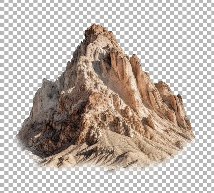 PSD montaña del desierto aislada sobre fondo blanco montañas del desierto rojas aisladas diseño de ilustración 3d.