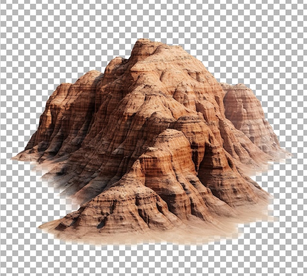 PSD montaña del desierto aislada sobre fondo blanco montañas del desierto rojas aisladas diseño de ilustración 3d.