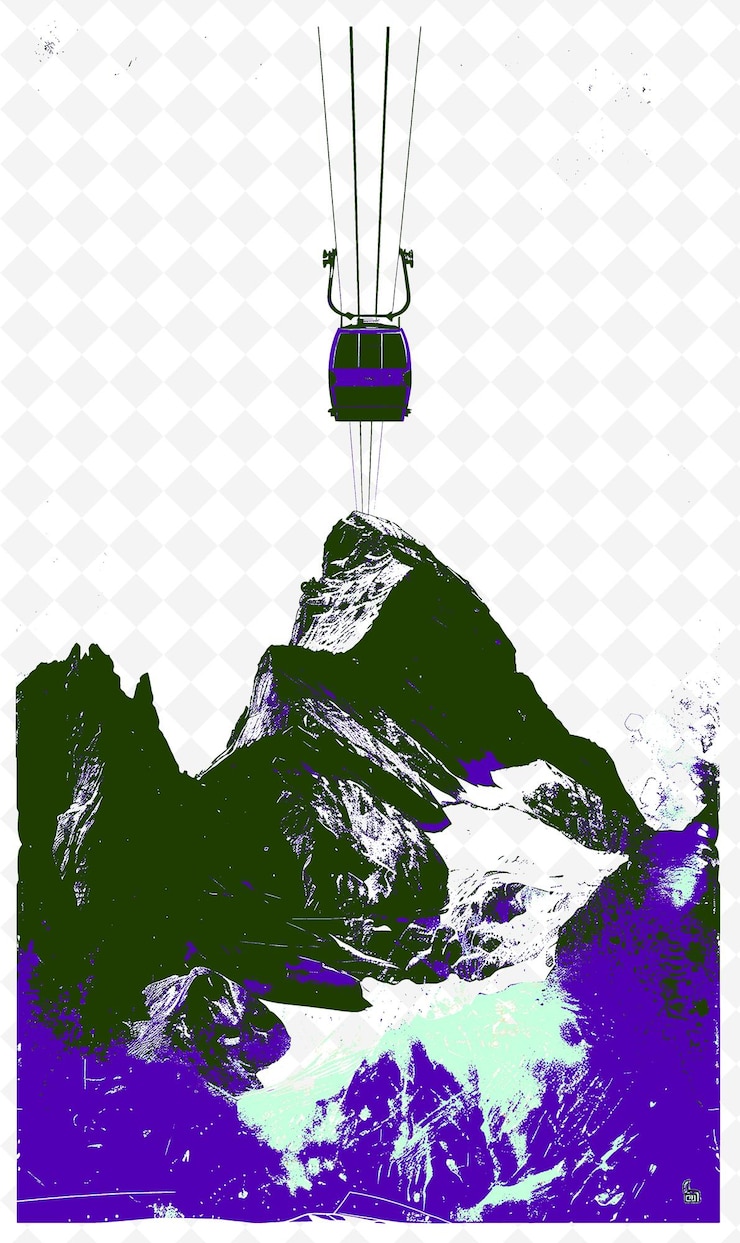 PSD la montaña so gonalo sugarloaf con un teleférico y un excursionista, una ilustración de la vida y la cultura brasileñas