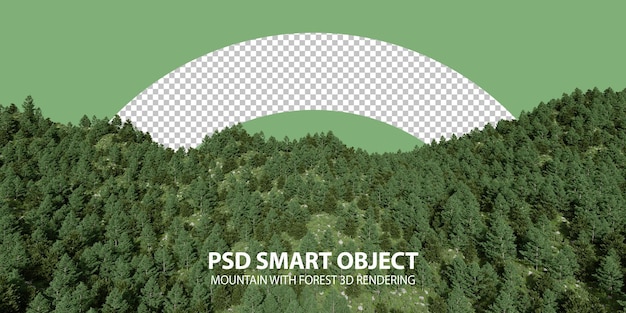 PSD montaña realista con bosque renderización 3d de objetos aislados