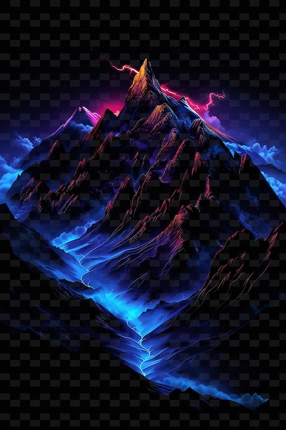 PSD una montaña con un tono rojo y azul