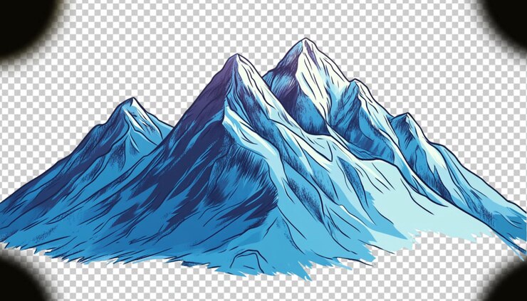 PSD montañas de nieve en un fondo transparente